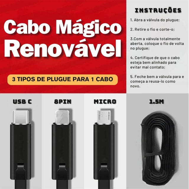 Cabo Mágico de Celular Reutilizável
