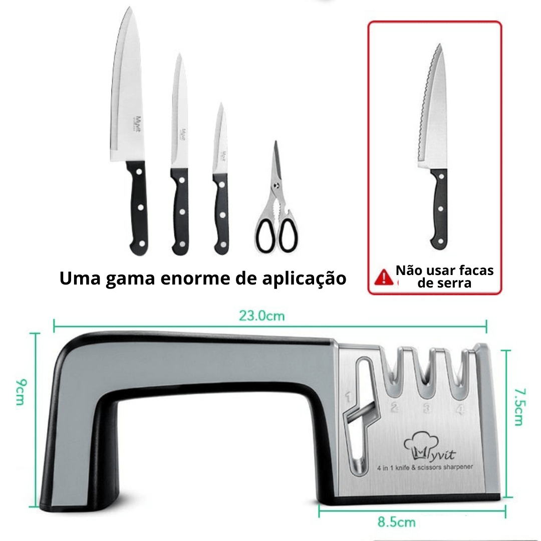 Afiador Amolador de Facas e Tesouras Profissional 4 em 1