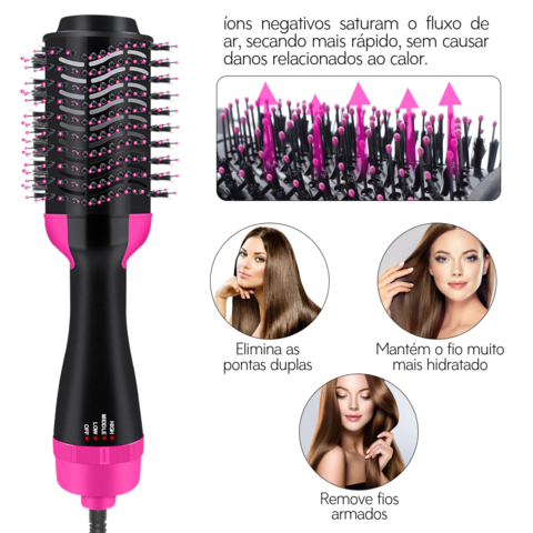 Escova Elétrica Rotativa e Secadora Professional Secadora - 3 em 1
