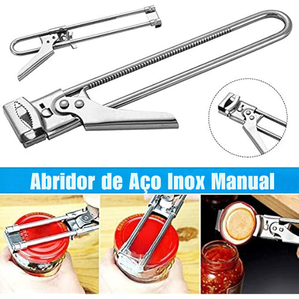 Abridor de Tampa de Potes Manual em Aço Inox - Open Pots