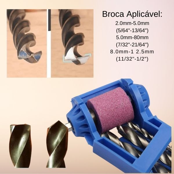 Afiador Apontador e Amolador de brocas portátil com Rebolo