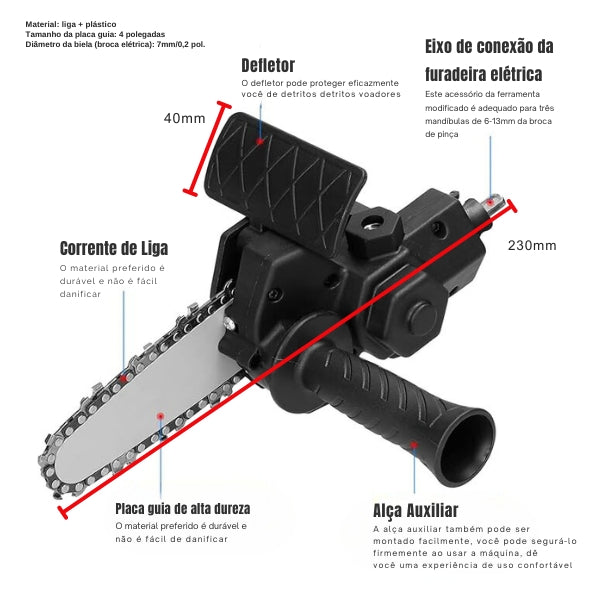 Adaptador Motosserra para Furadeira e Parafusadeira