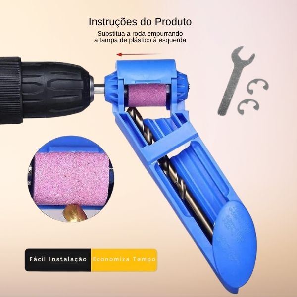 Afiador Apontador e Amolador de brocas portátil com Rebolo