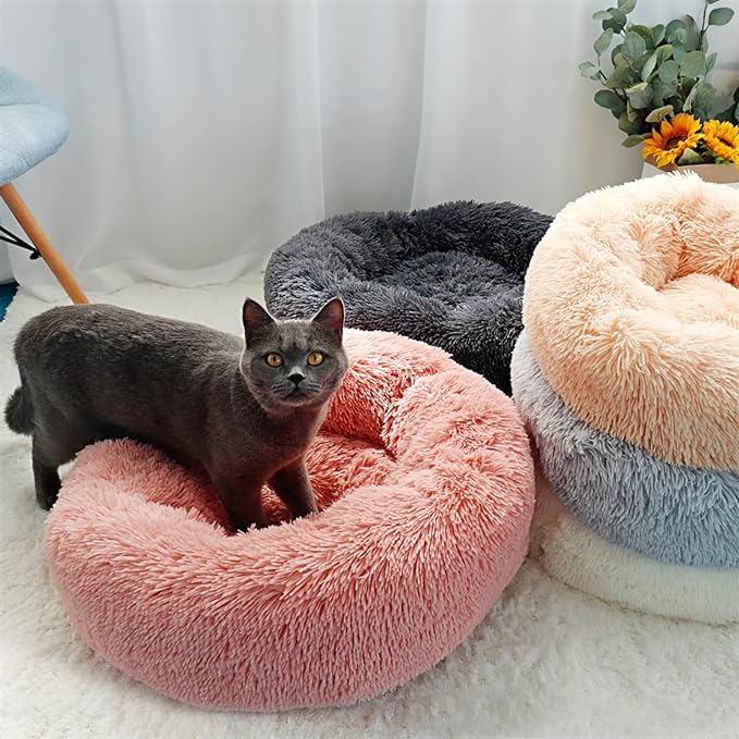 Cama para Pets Redonda de Pelúcia (Tamanhos Variados)