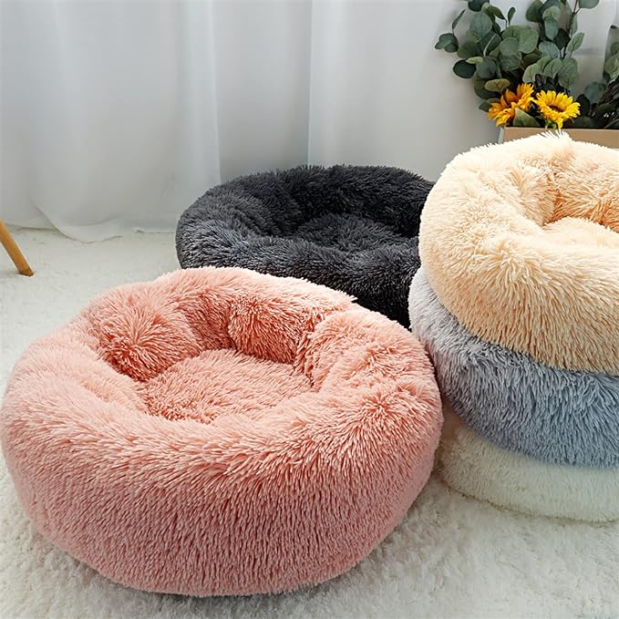 Cama para Pets Redonda de Pelúcia (Tamanhos Variados)