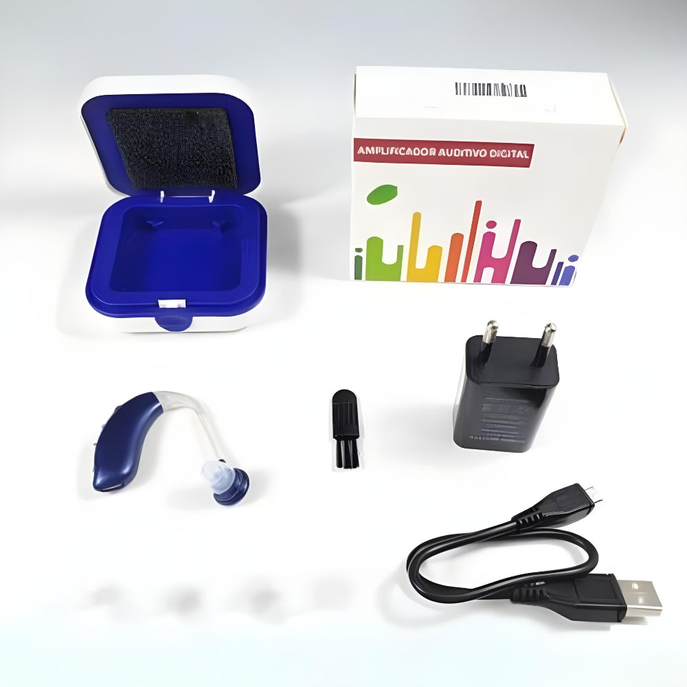 Aparelho Auditivo Amplificador Audição, Bateria Recarregável