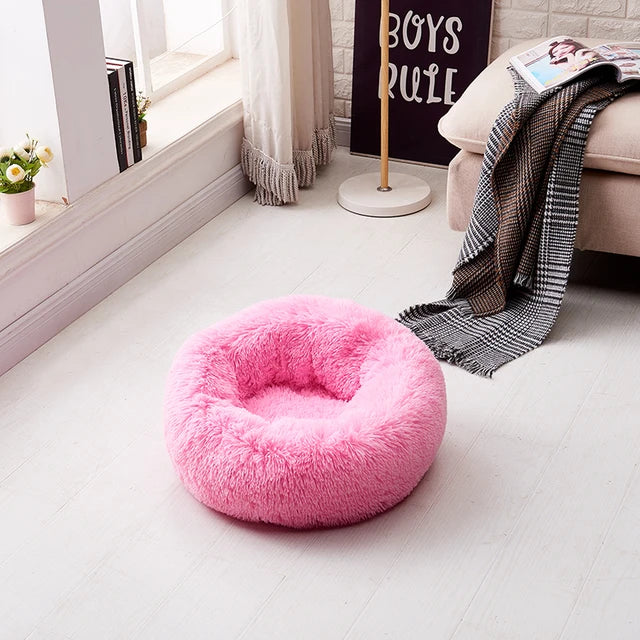 Cama para Pets Redonda de Pelúcia (Tamanhos Variados)