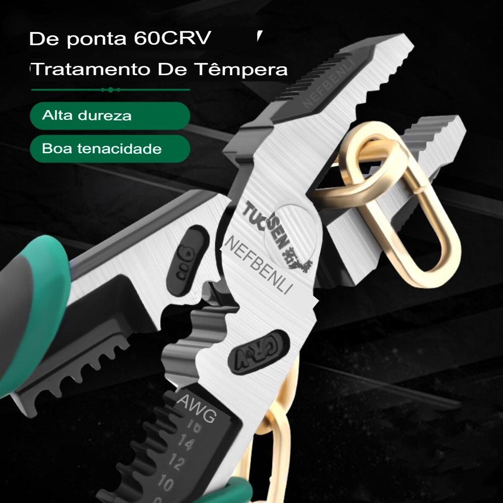 Alicates Multifuncionais em Aço Cromo-Molibdênio.