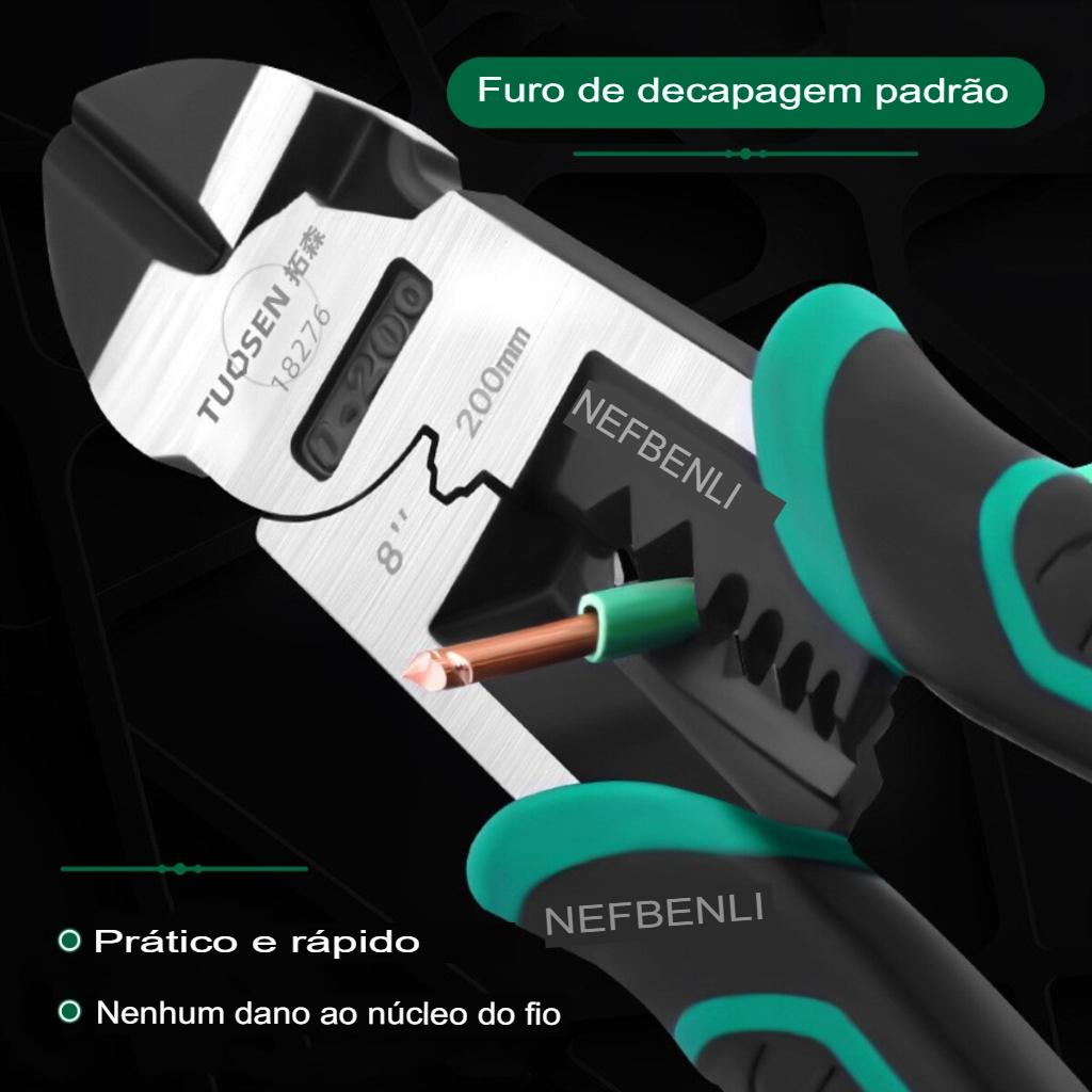 Alicates Multifuncionais em Aço Cromo-Molibdênio.