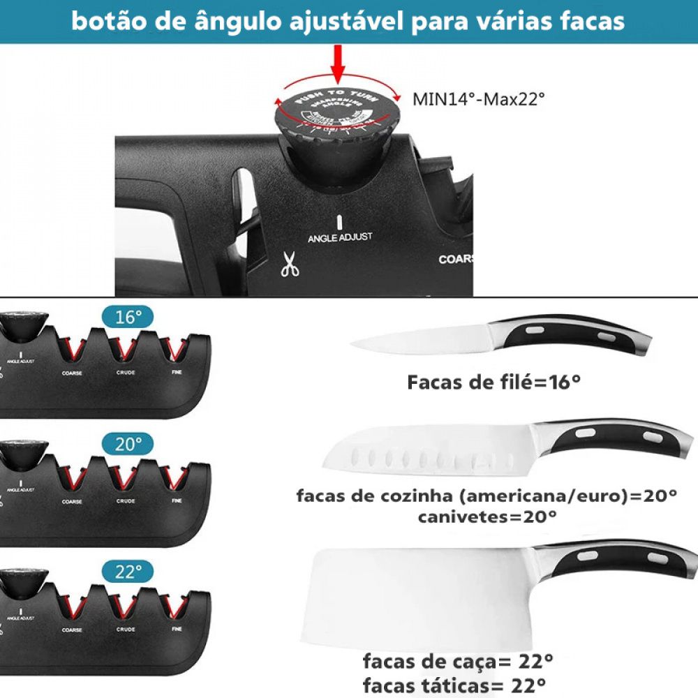 Afiador Amolador de Facas 4 em 1 Profissional