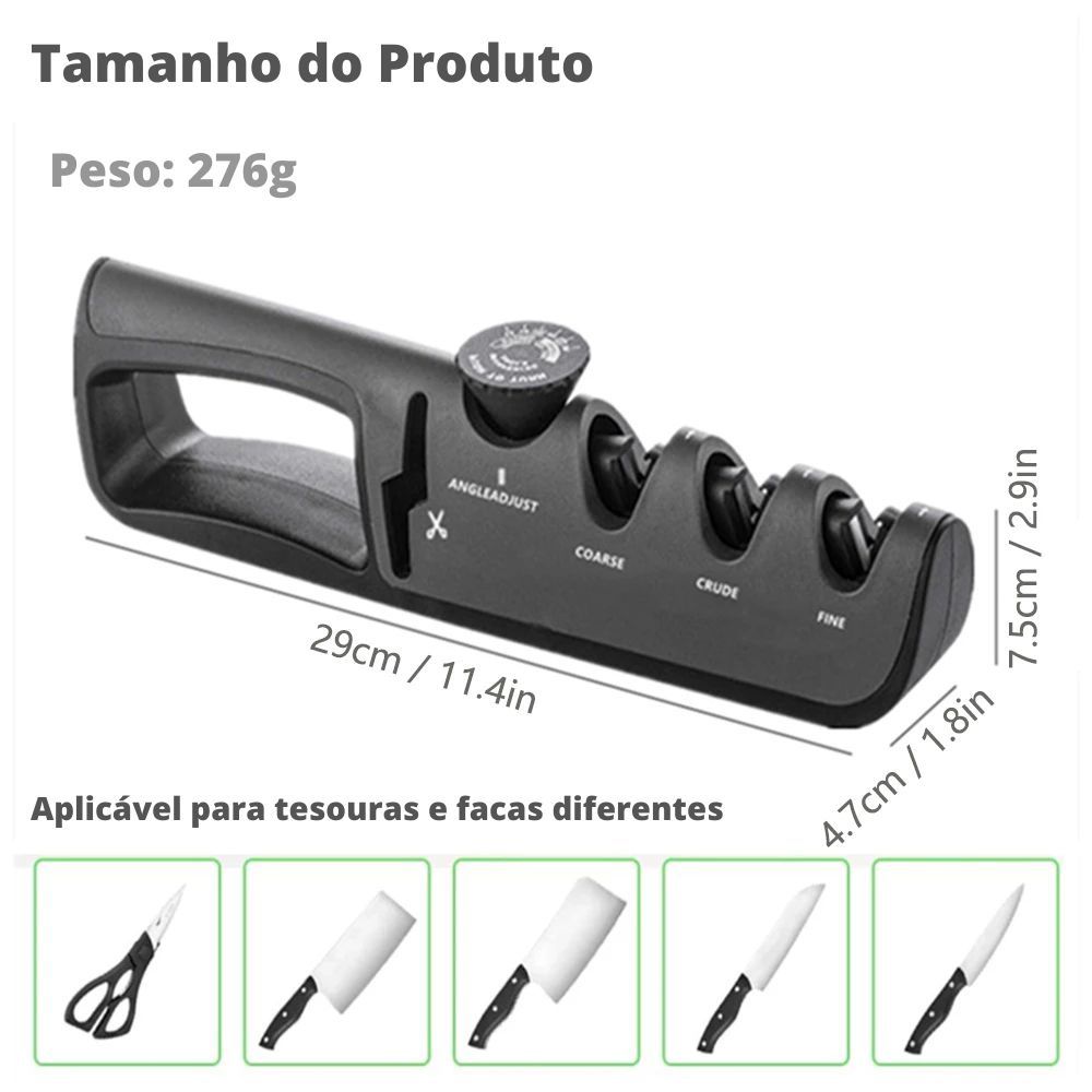 Afiador Amolador de Facas 4 em 1 Profissional
