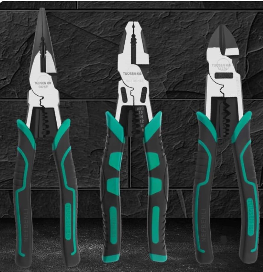 Alicates Multifuncionais em Aço Cromo-Molibdênio.