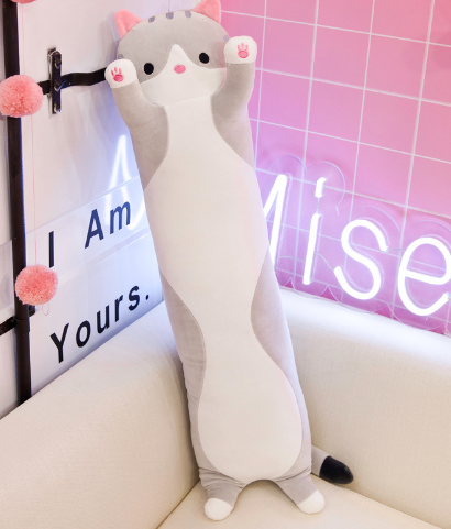 Almofada do Gato Salsichinha de Pelúcia