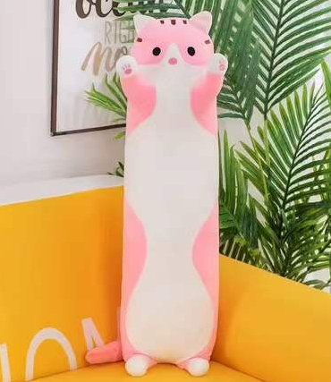 Almofada do Gato Salsichinha de Pelúcia