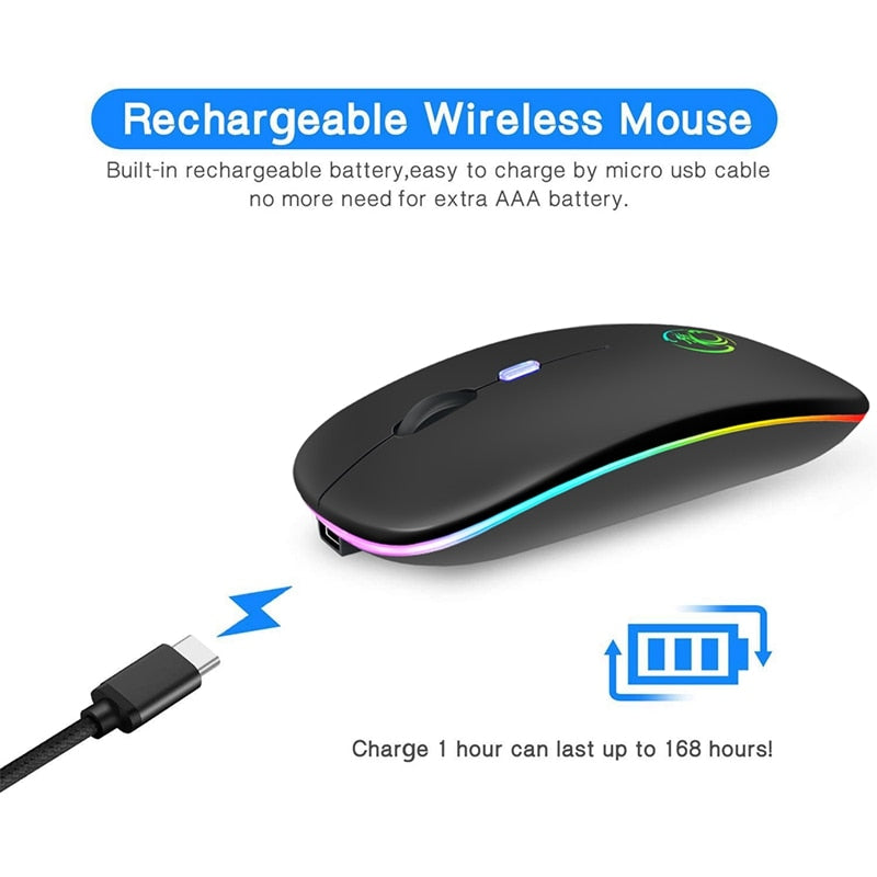 Mouse Óptico Wireless Sem Fio (Bluetooth) RGB Recarregável iMice