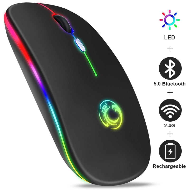 Mouse Óptico Wireless Sem Fio (Bluetooth) RGB Recarregável iMice