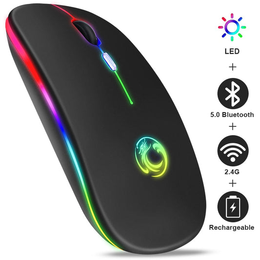 Mouse Óptico Wireless Sem Fio (Bluetooth) RGB Recarregável iMice